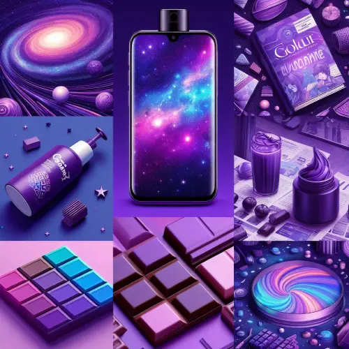 Galaxy, shampoo bottle, magazine, chocolates, mobile wallpaper in Ultra Violet colour