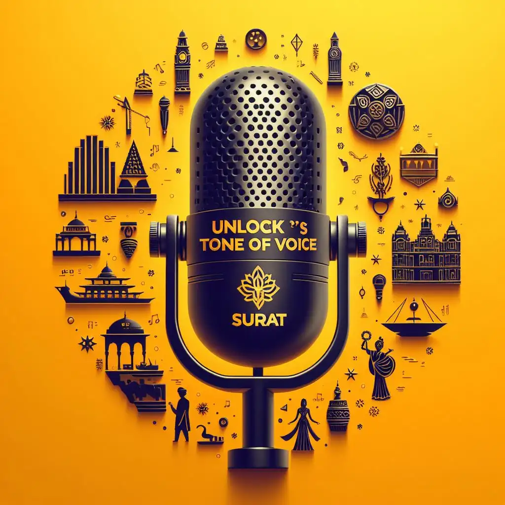 A mic with elements of surat around it