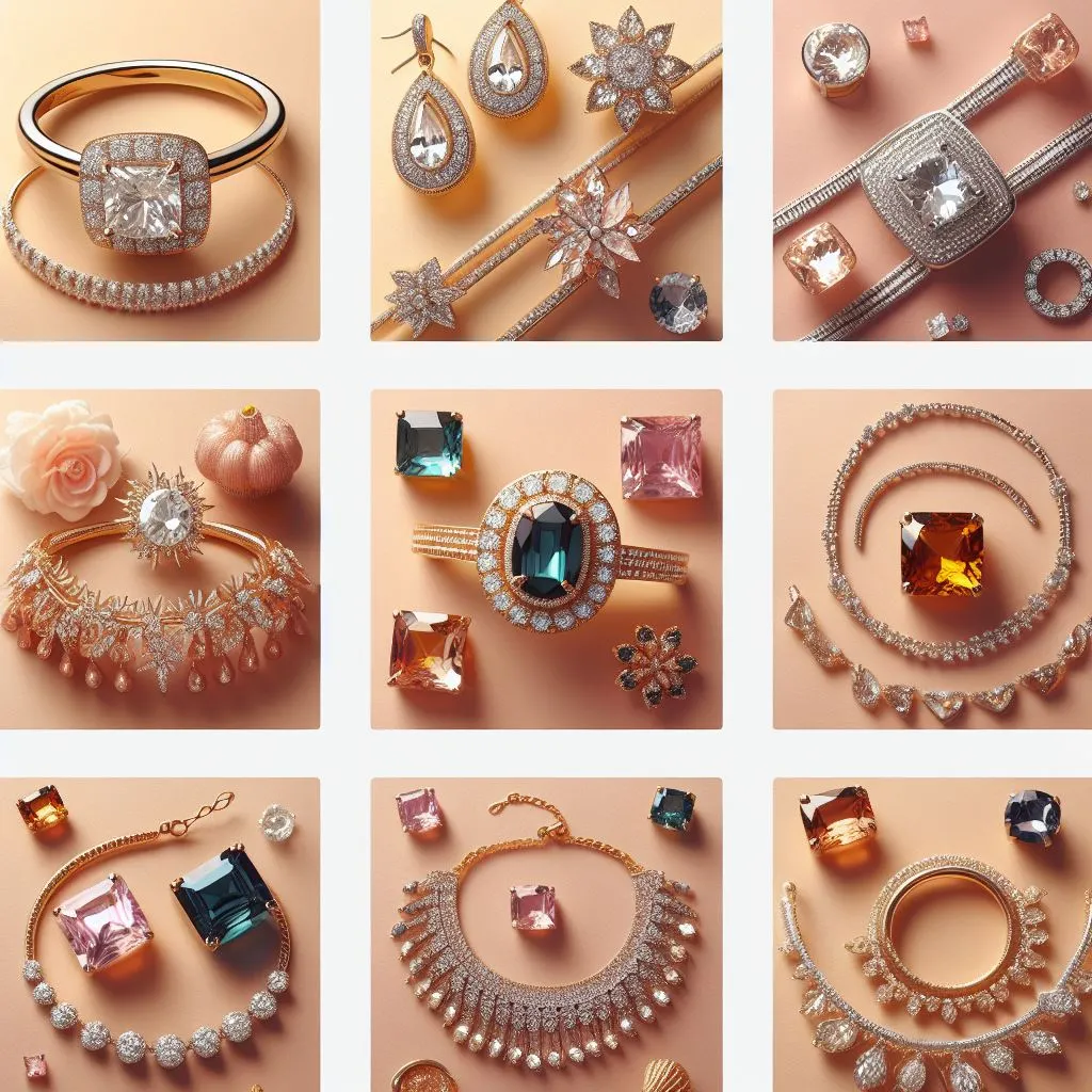 A grid of diamond jewellery images