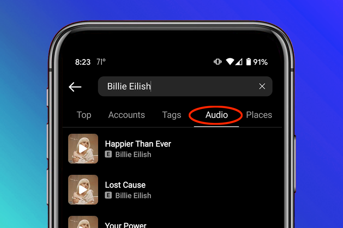 Instagram Audio Search Tab Reels Feat