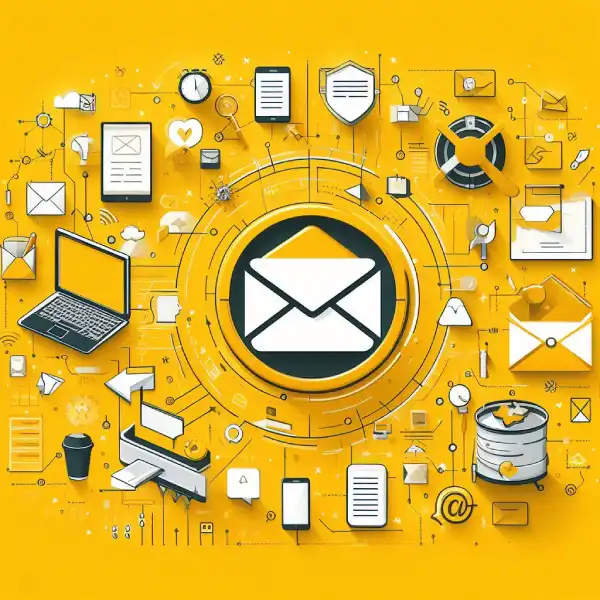 An email symbol on a yellow coloured background