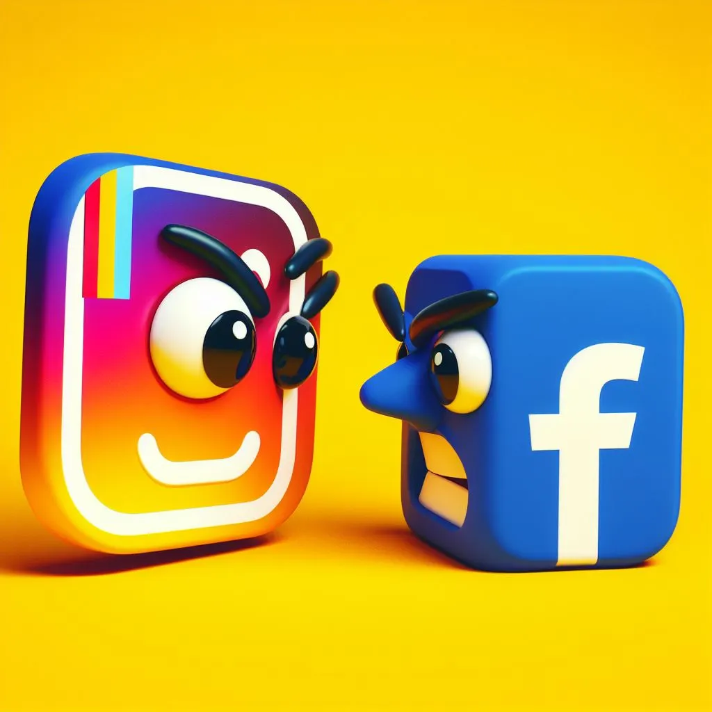 Instagram and Facebook logo on yellow background