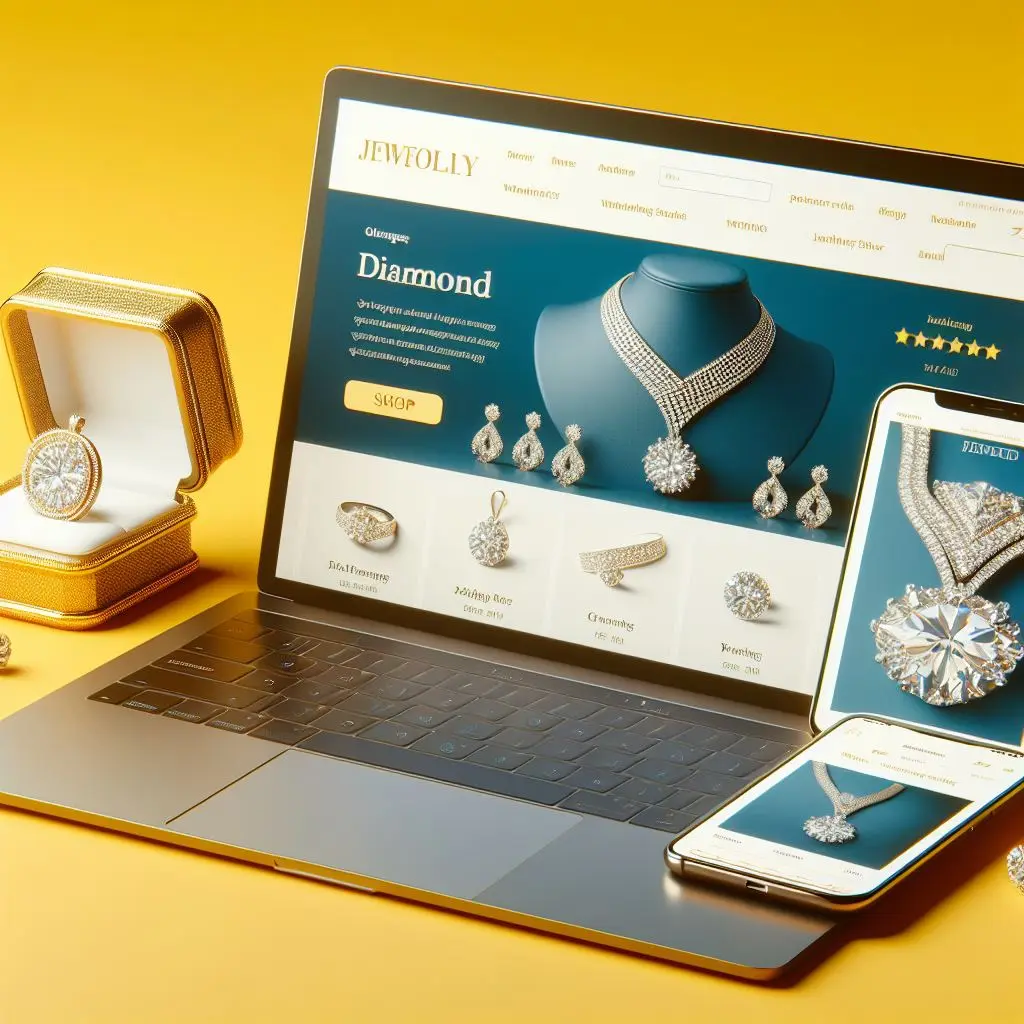 A jewellery website opened on a laptop and phone