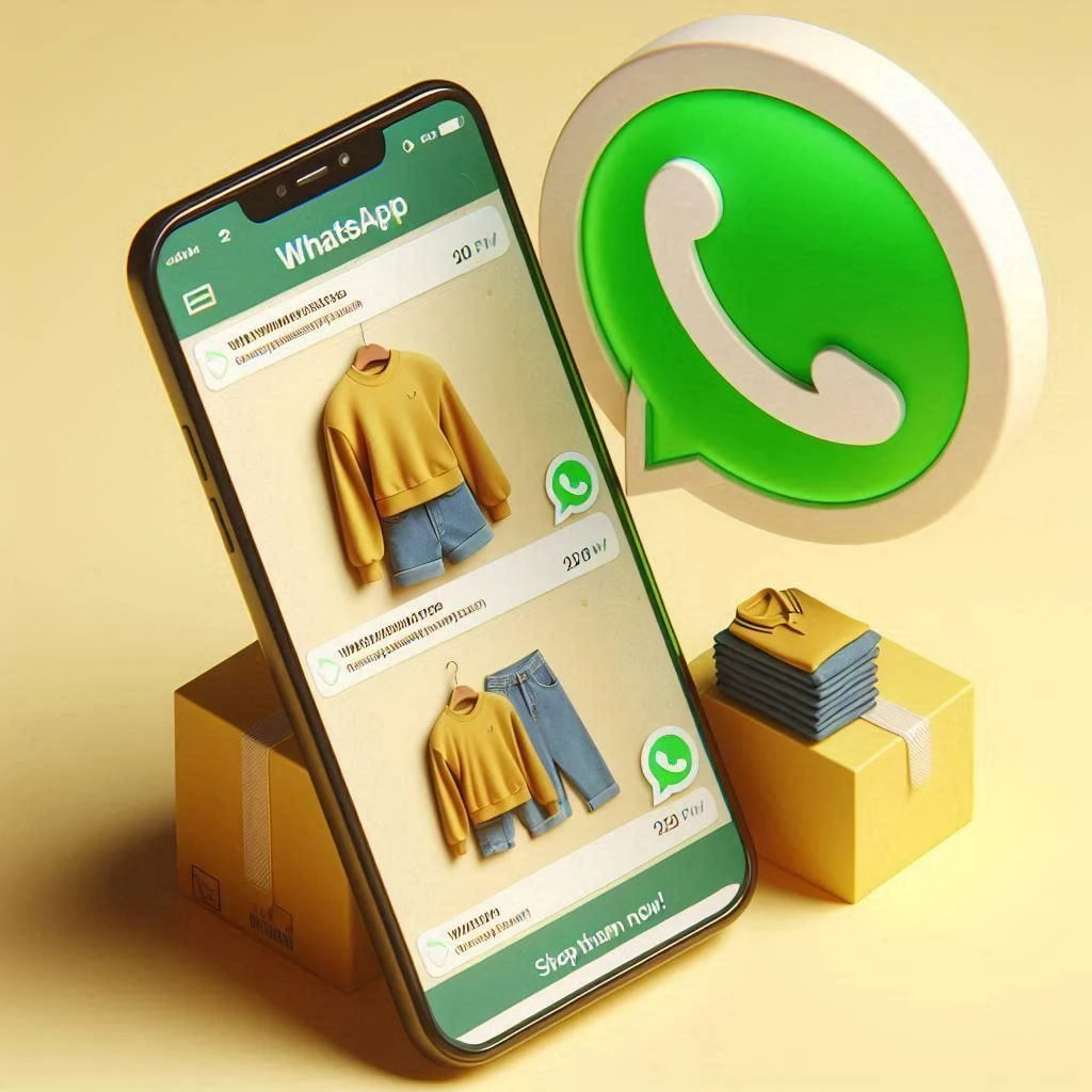 WhatsApp chat with clothing business showcasing clothes for shopping