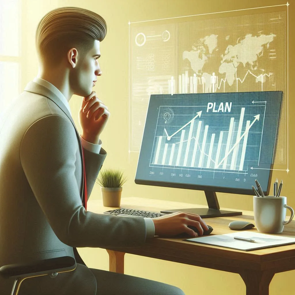 Image featuring businessman looking at franchise selling plan.