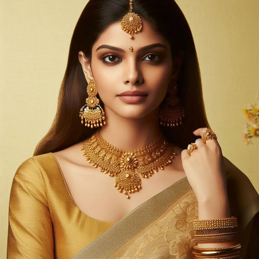 Women wearing beautiful gold jewellery