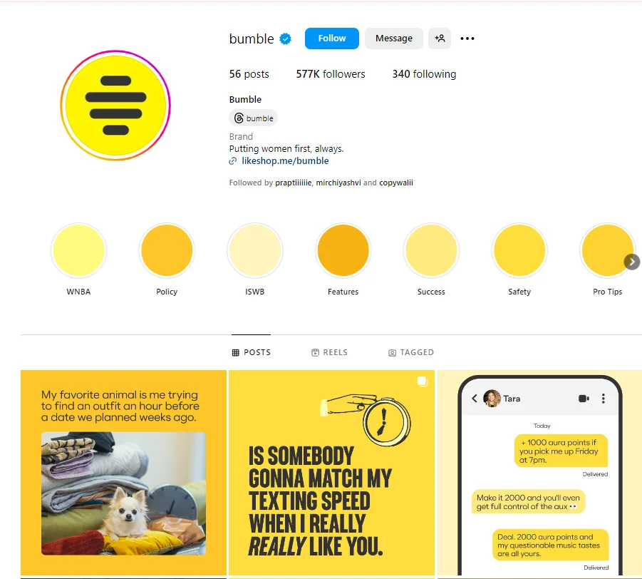 Bumble Instagram Feed 