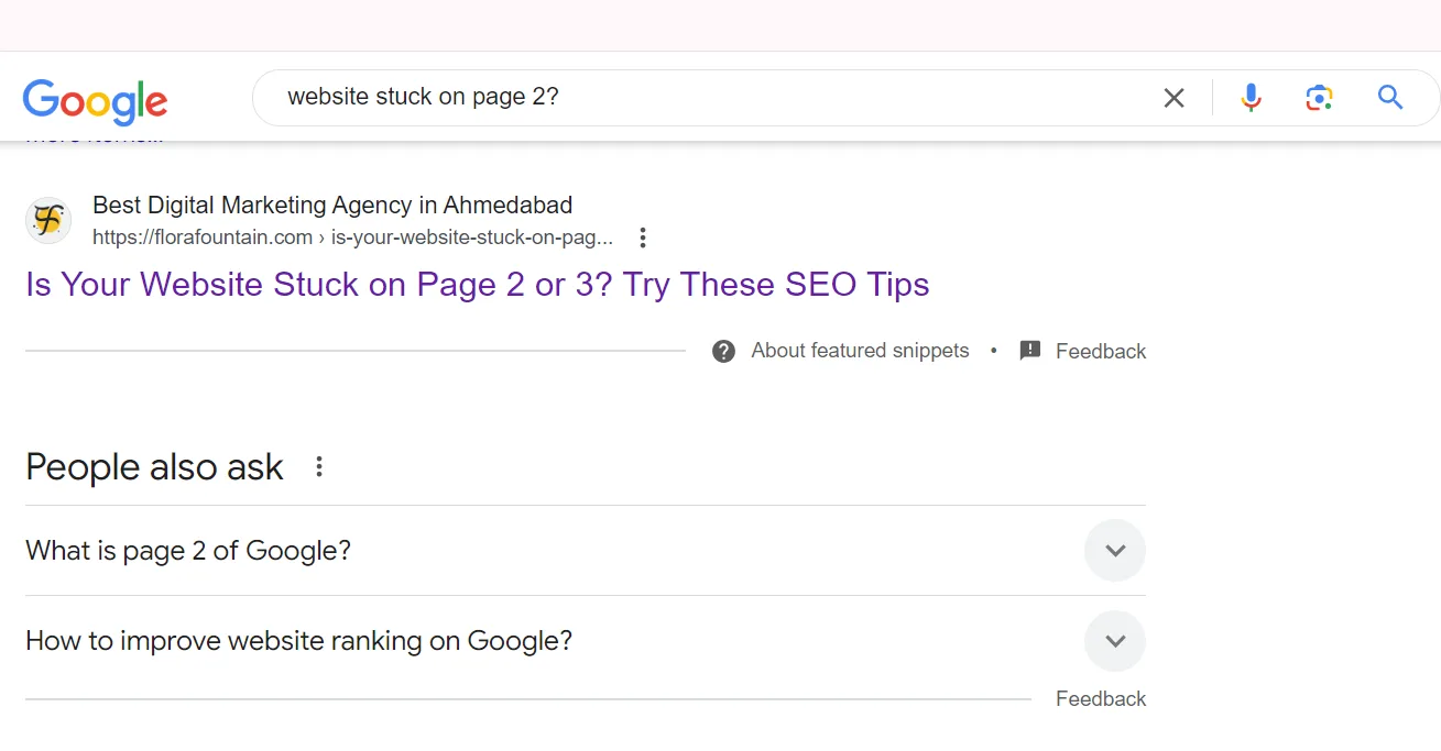 Screenshot explaining featured snippet 