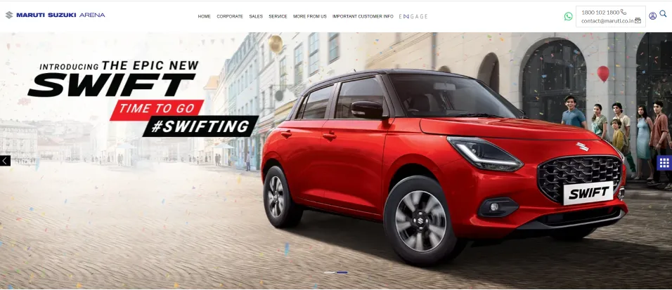 Screenshot of Maruti Suzuki Website