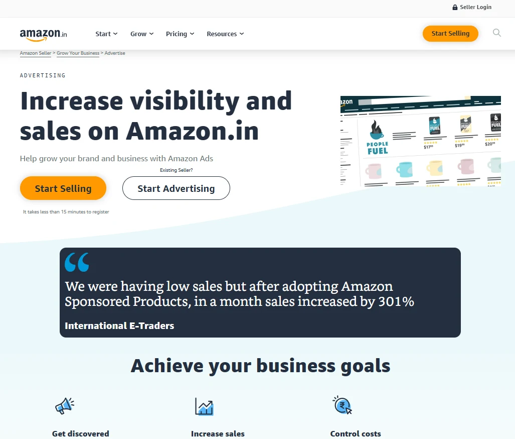 Screenshot of Amazon’s Website with Testimonial 