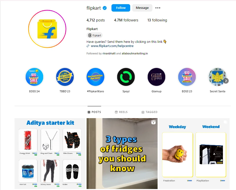 Screenshot of Flipkart’s feed