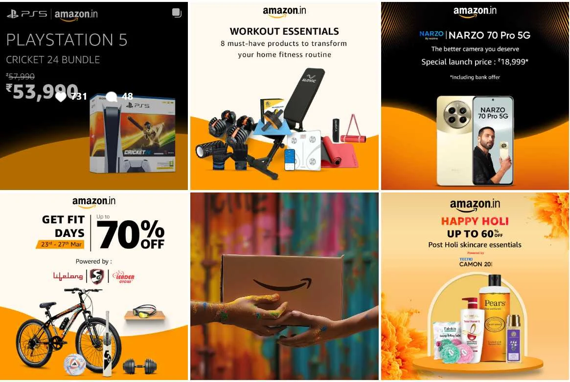 Screenshot of posts by Amazon India 