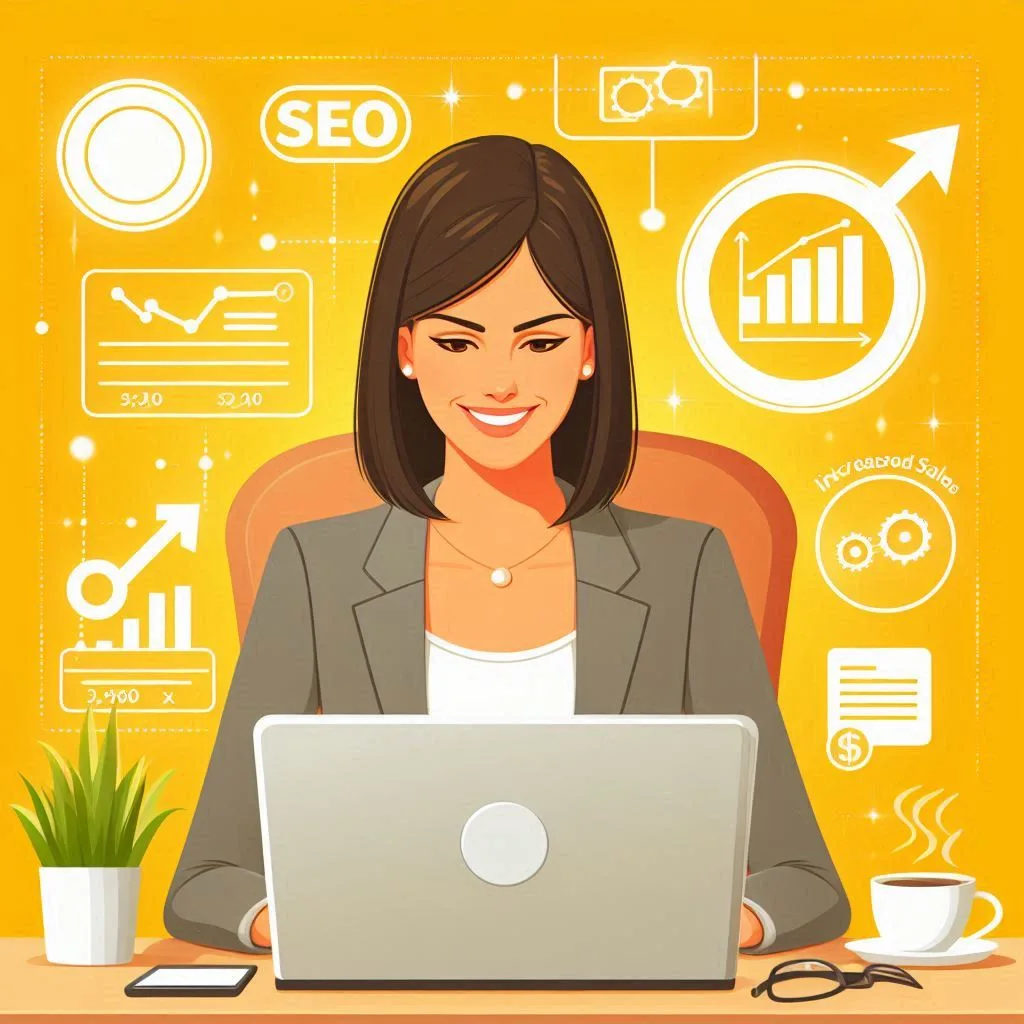 Businesswoman happy with her SEO efforts