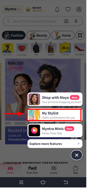 Screenshot Of Myntra’s My Stylist Feature