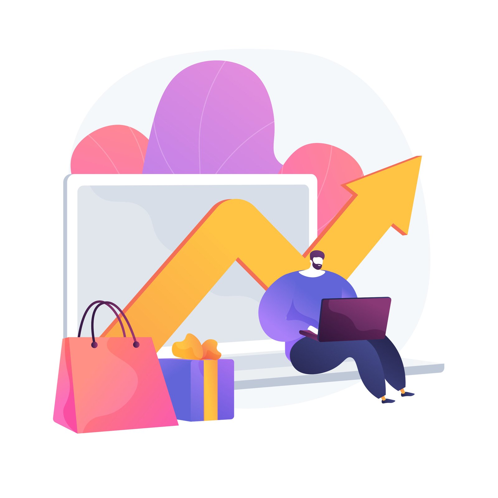 Illustration of a person analysing sales and revenue growth, symbolising FMCG business performance