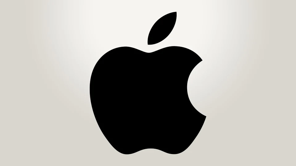 Apple’s logo alongside a black background