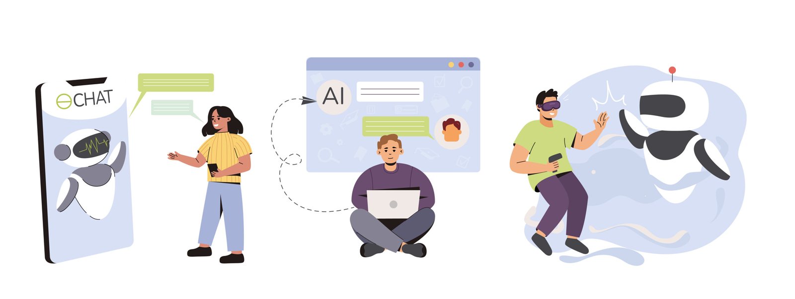 A visual comparison of a traditional search engine and an AI chatbot