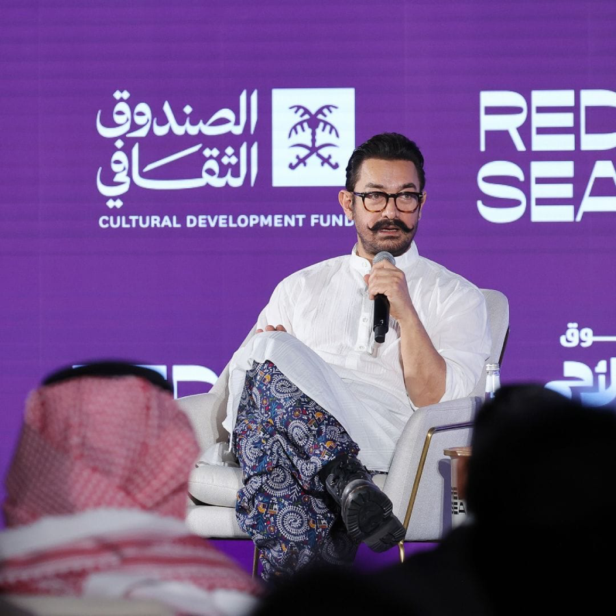 Actor Aamir Khan speaking at a panel discussion at the Red Sea International Film Festival