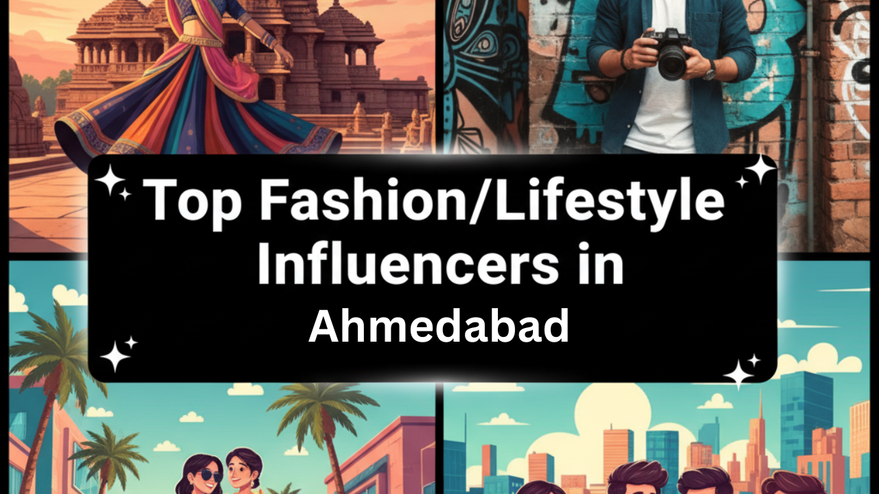 A collage of the top fashion and lifestyle influencers in Ahmedabad.