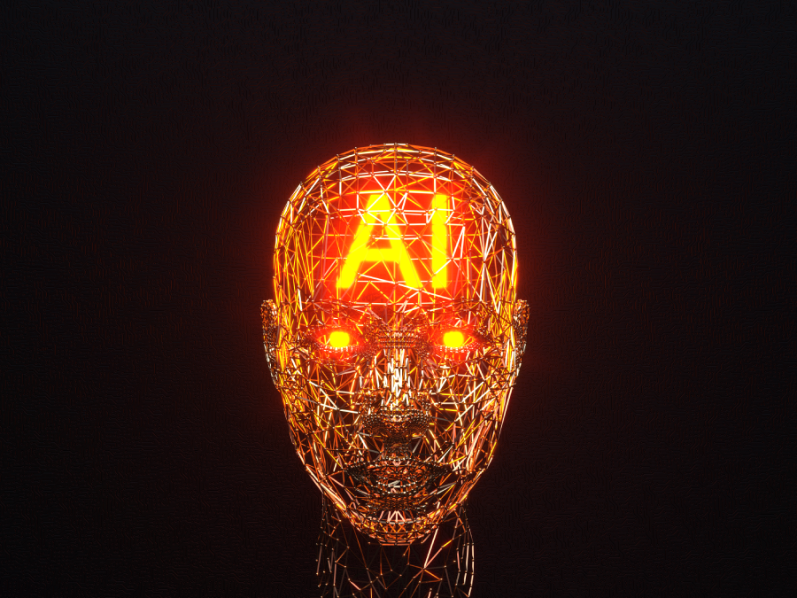 A concept image of an AI cloud robot head