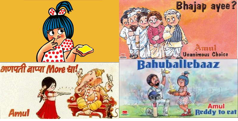  collage of amul girl’s ads