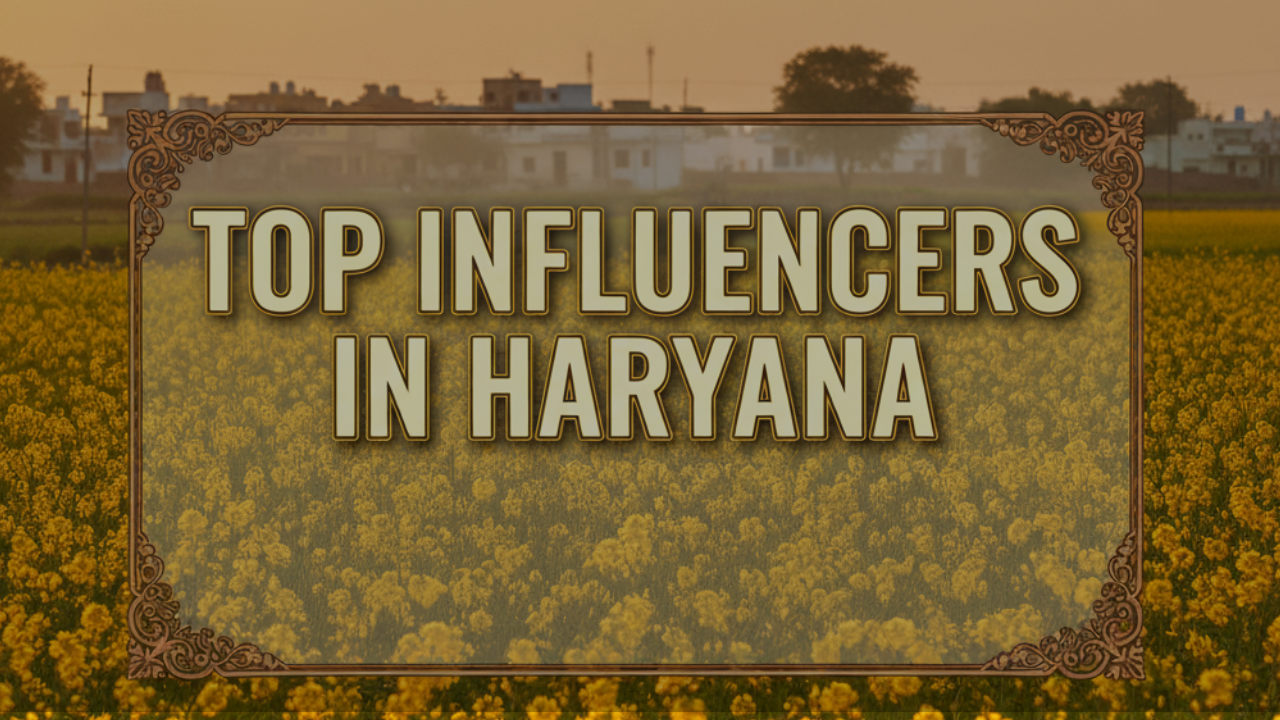 A village backdrop with an overlay of Haryana’s top influencers