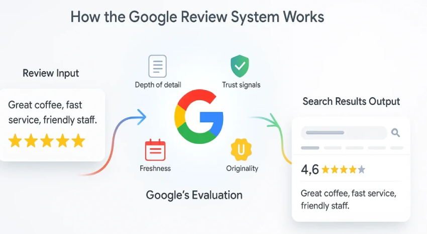A graphic that shows Google’s interpretation of reviews