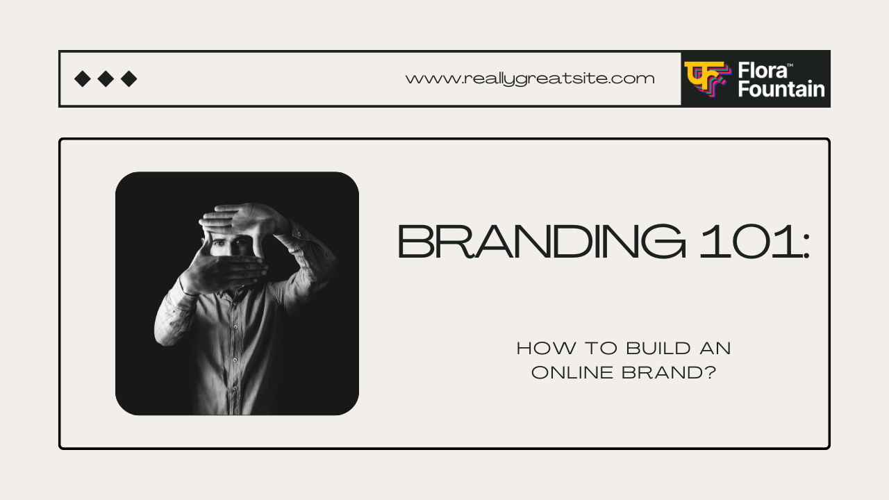 Simple guide to online brand building showing brand strategy, visual identity, social media presence and customer engagement tactics