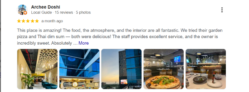  A Google review about a high-end restaurant from a customer
