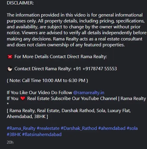 The hashtags and the end caption that Rama Realty uses frequently

