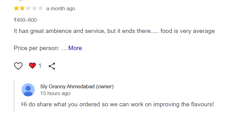 A Google review that criticises the hotel and the response from the owner
