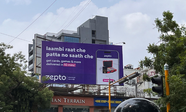 Zepto’s OOH in the area of Navrangpura, Ahmedabad