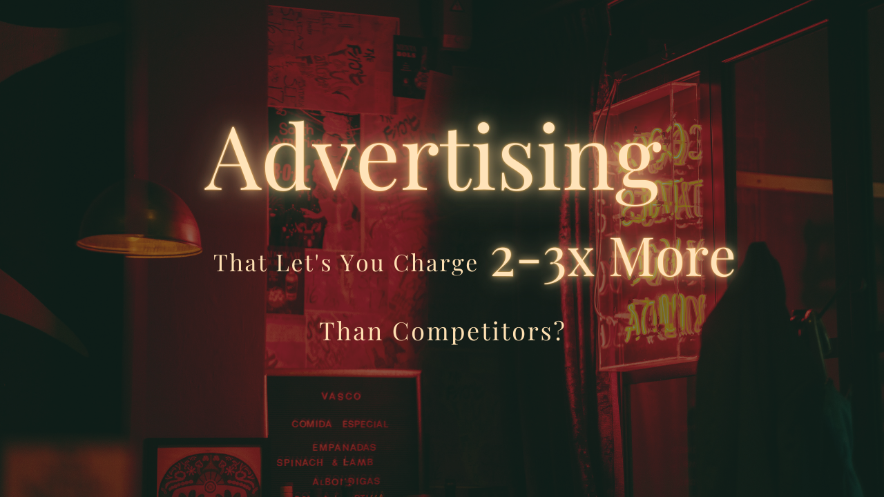 Premium pricing strategy through advertising showing how strategic brand positioning and perceived value enable charging 2-3x more than competitors