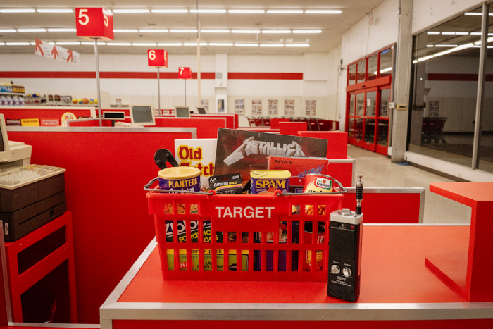  A target store payment counter in collaboration with Stranger Things, showing an 80s aesthetic

