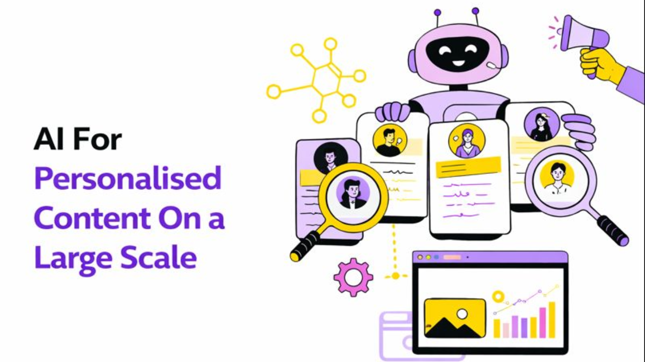 A conceptual digital map showing a single brand message fragmenting into thousands of unique, personalised social media posts