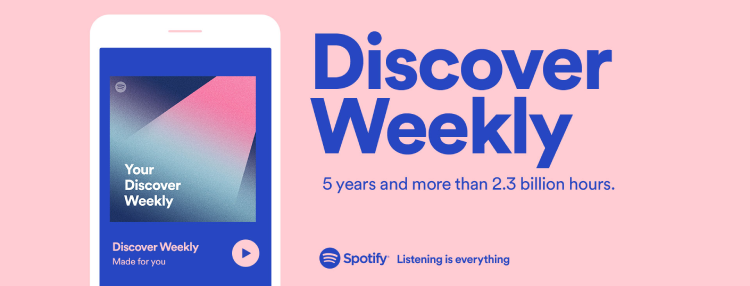 A graphic about Spotify’s “Discover Weekly” playlist and the number of users