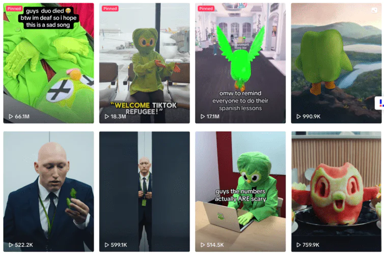 Language learning app Duolingo's strategy on platforms like TikTok