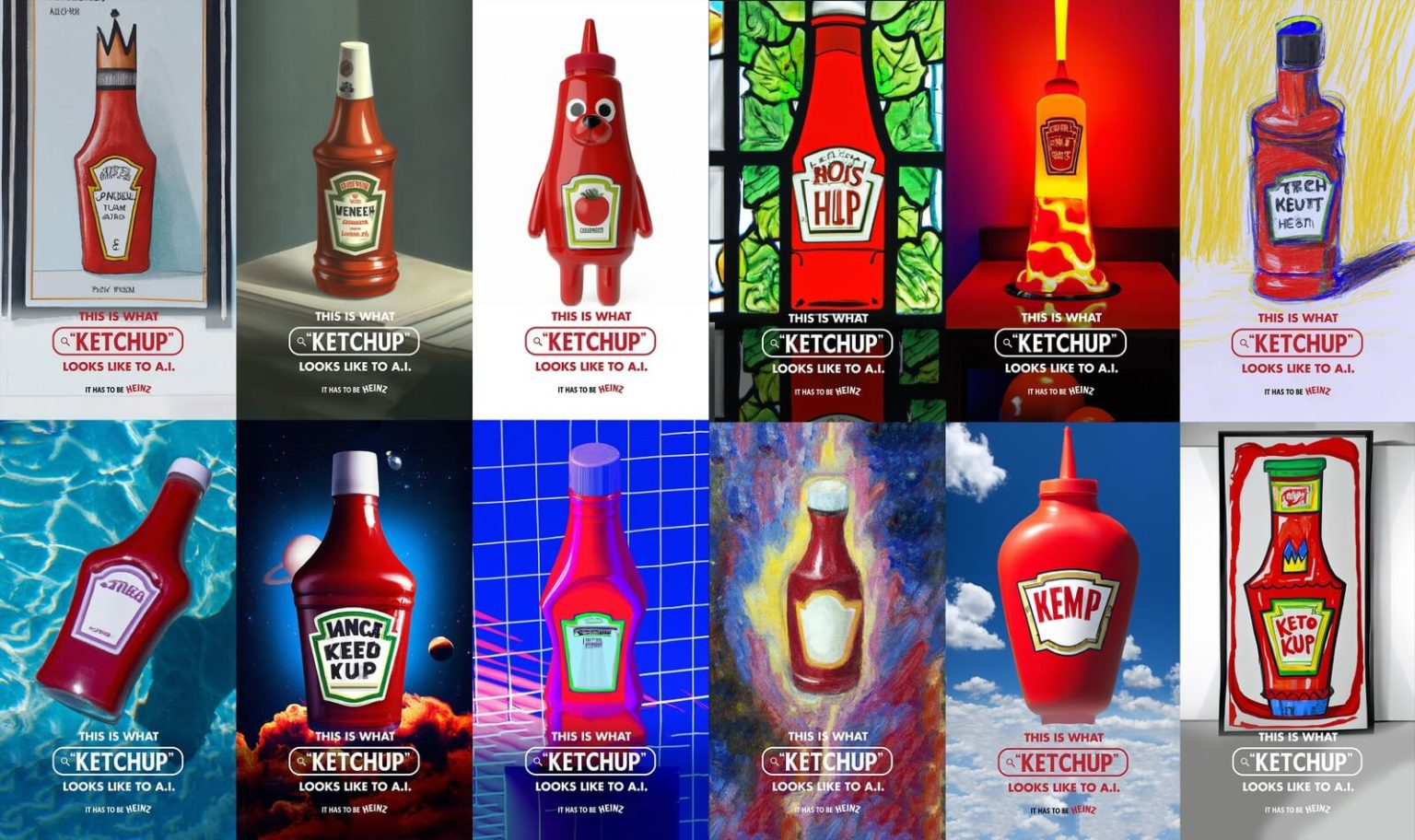 A graphic showing the AI Ads of Heinz ketchup 