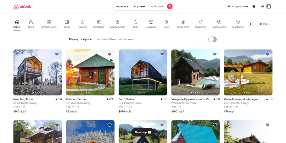 Listing Page on an Airbnb Page