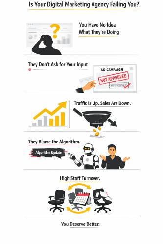 An infographic explaining the signs a digital marketing agency is failing
