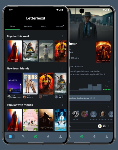 An image of Letterboxd’s new UI