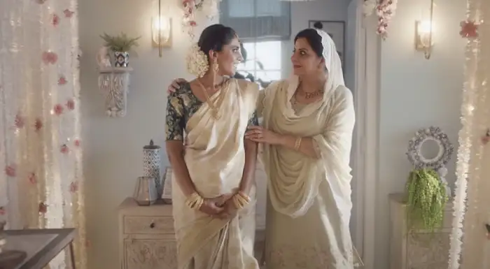 Tanishq Ekatvam campaign showing a Hindu-Muslim family at a baby shower