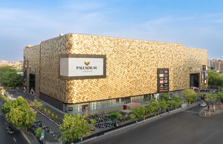 A 3D render of a mall called Palladium Ahmedabad