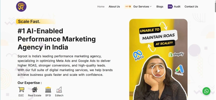  Performance marketing agency website banner highlighting “#1 AI-Enabled Performance Marketing Agency in India” 