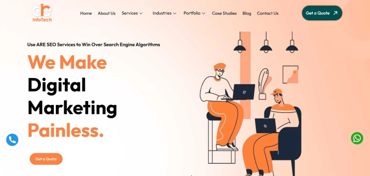 Website banner of ARE InfoTech, a website design and development agency in Ahmedabad 