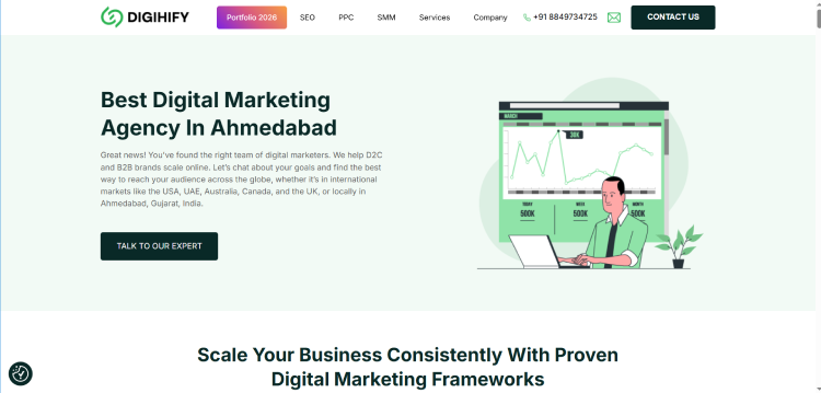 DigiHify digital marketing agency homepage banner highlighting “Best Digital Marketing Agency in Ahmedabad” 