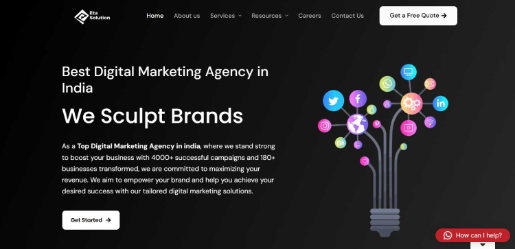  Eta Solution digital marketing agency homepage banner with the headline “We Sculpt Brands” 