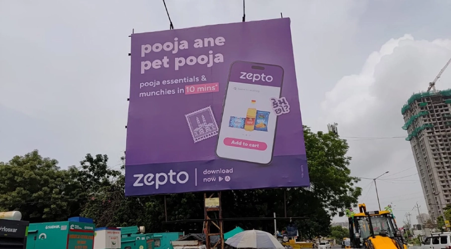  Image of billboards put up by Zepto in Ahmedabad. 