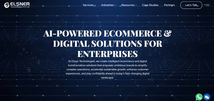 Website banner of Elsner Technologies, a web development and e-commerce development company in Ahmedabad 