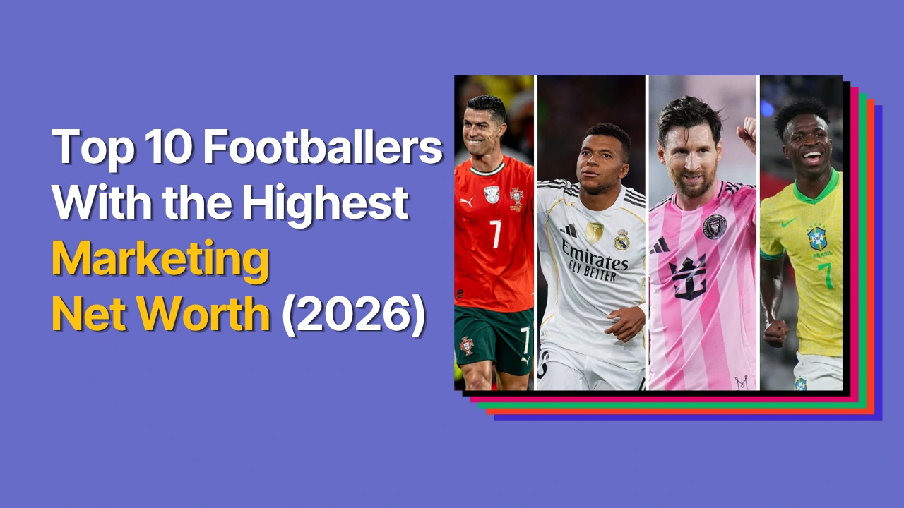 Violet blog banner image with a text overlay “Top 10 Footballers With the Highest Marketing Net Worth (2026)”